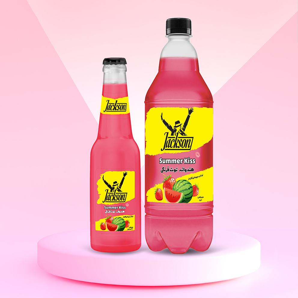 نوشابه میوه ای گازدار هندوانه و توت فرنگی جکسون